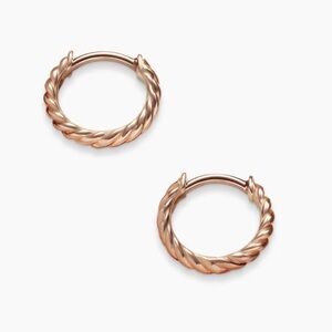 David Yurman Rose Gold Twisted Hoop Earrings
